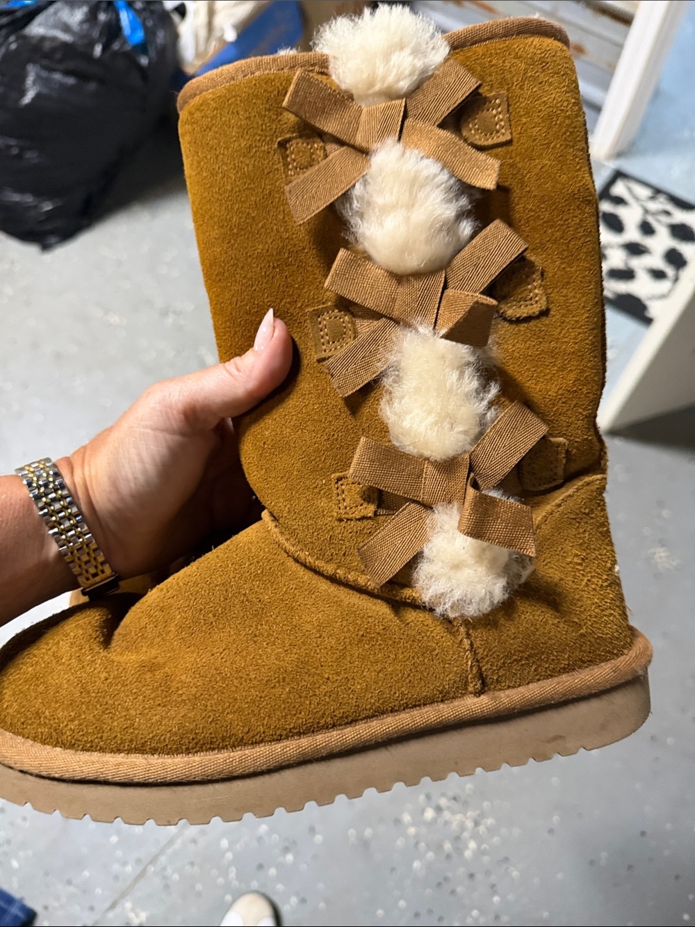 Koolaburra Women's Shearling-Lined Suede Boots in Chestnut - Picture 3 of 5